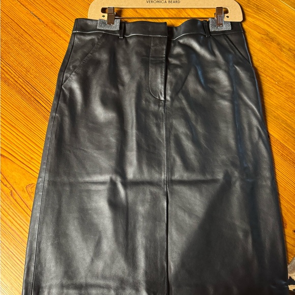 Veronica Beard Black Leather Pencil Skirt Knee-Length *NWT